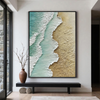 Emerald Coast – 3D Textured Seascape Abstract Heavy Painting | Coastal Modern Living Room & Bedroom Art