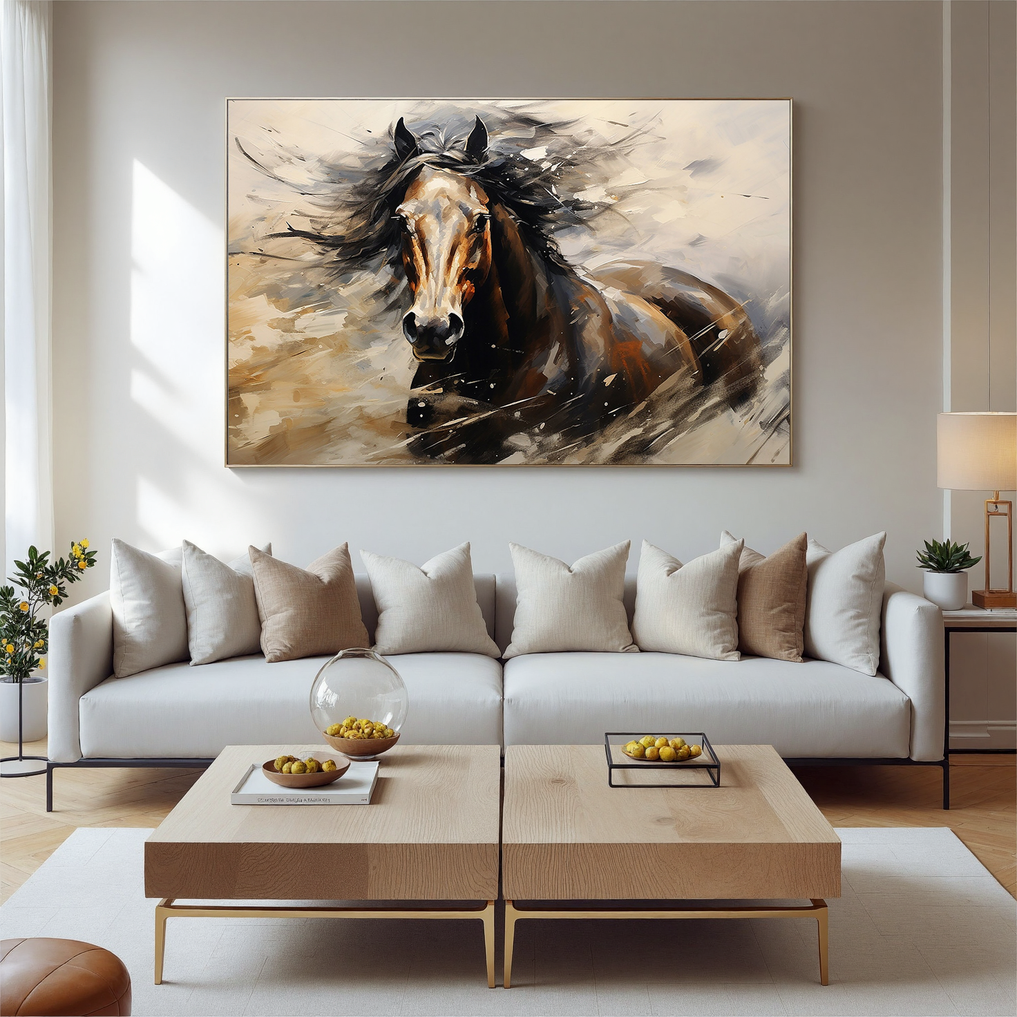 Dark Stallion – Modern 3D Animal Portrait Canvas Texture Painting | Bold Expressionist Living Room & Dining Room Art