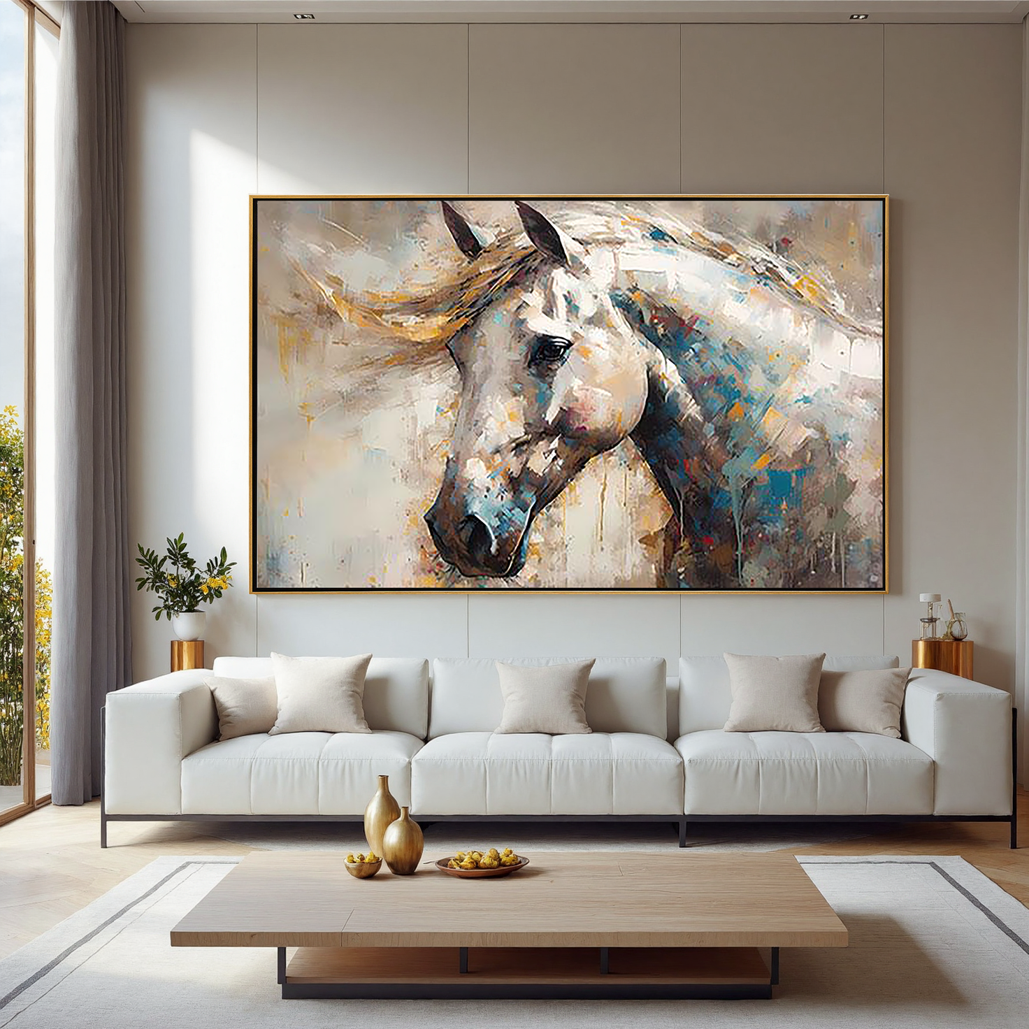 Vivid Stallion – Colorful Palette Knife Animal Abstract Painting | Bold Abstract Palette Knife Living Room Art