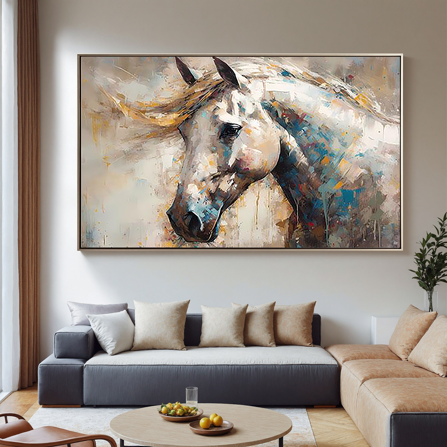 Vivid Stallion – Colorful Palette Knife Animal Abstract Painting | Bold Abstract Palette Knife Living Room Art