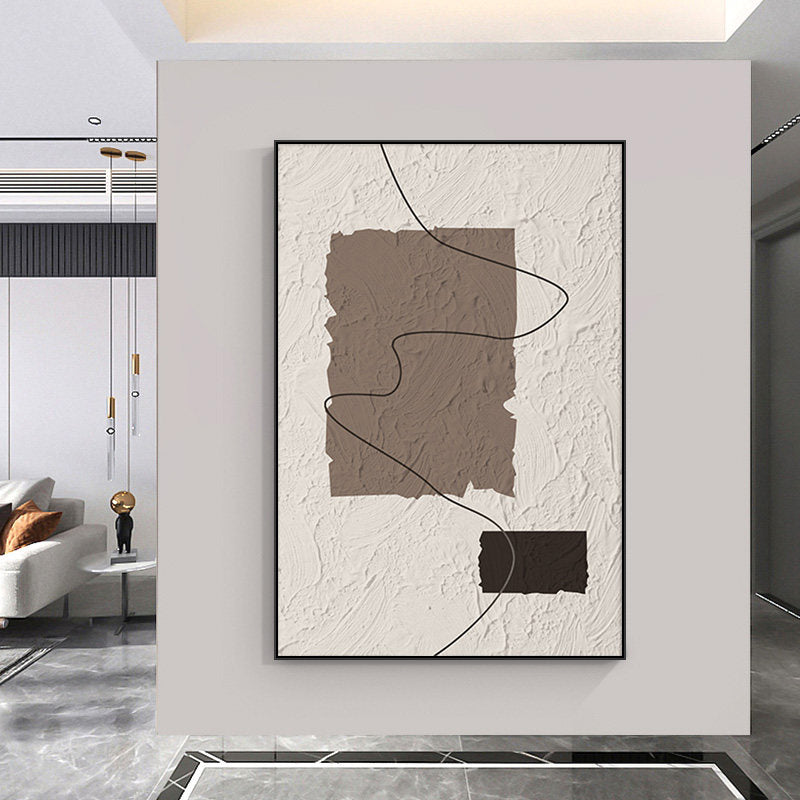 Flowing Line – Modern Earthy Tone Plaster Relief Wabi-Sabi Painting | Japandi Organic Wabi-Sabi Living Room & Hallway Art