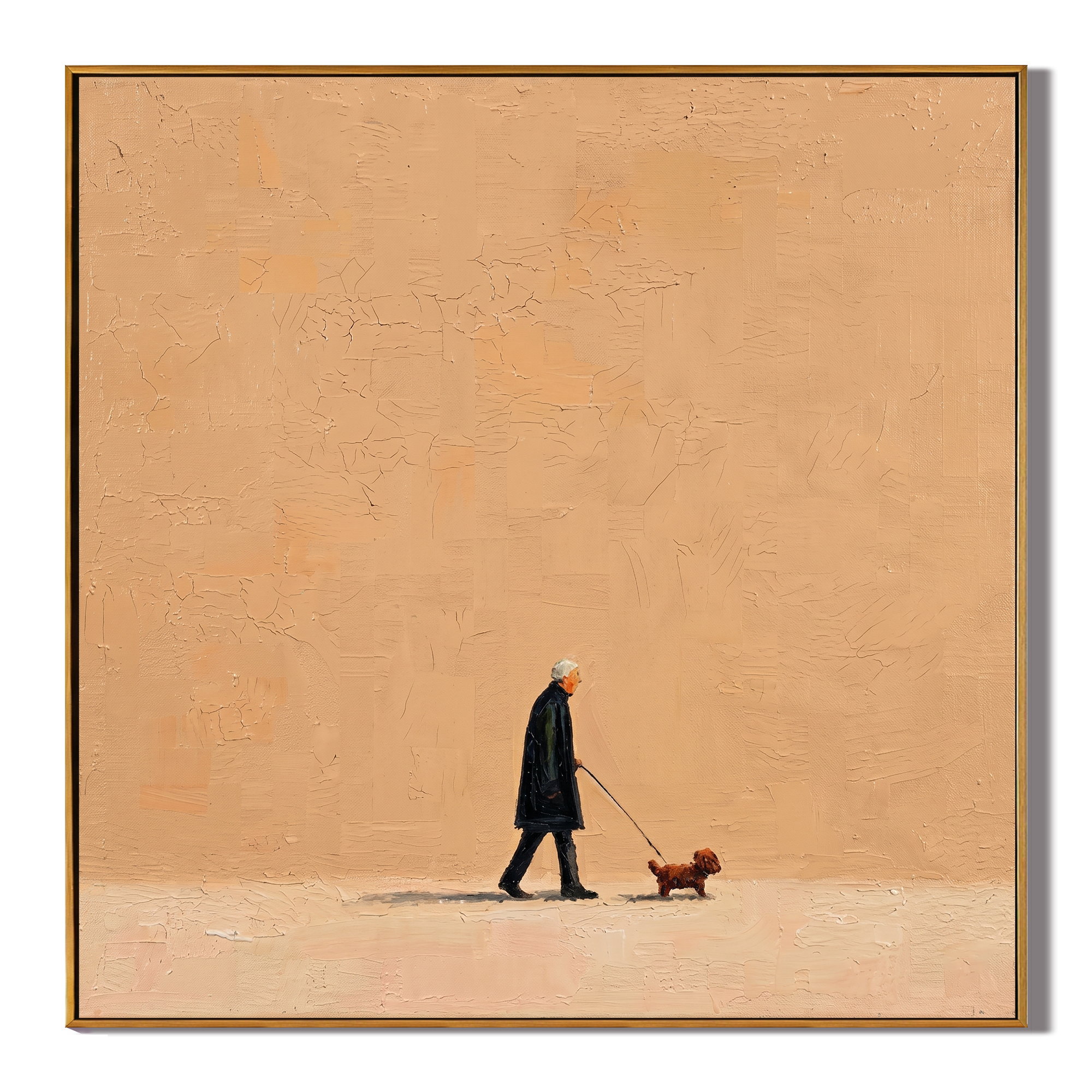 The Afternoon Stroll painting, wood frame, white background