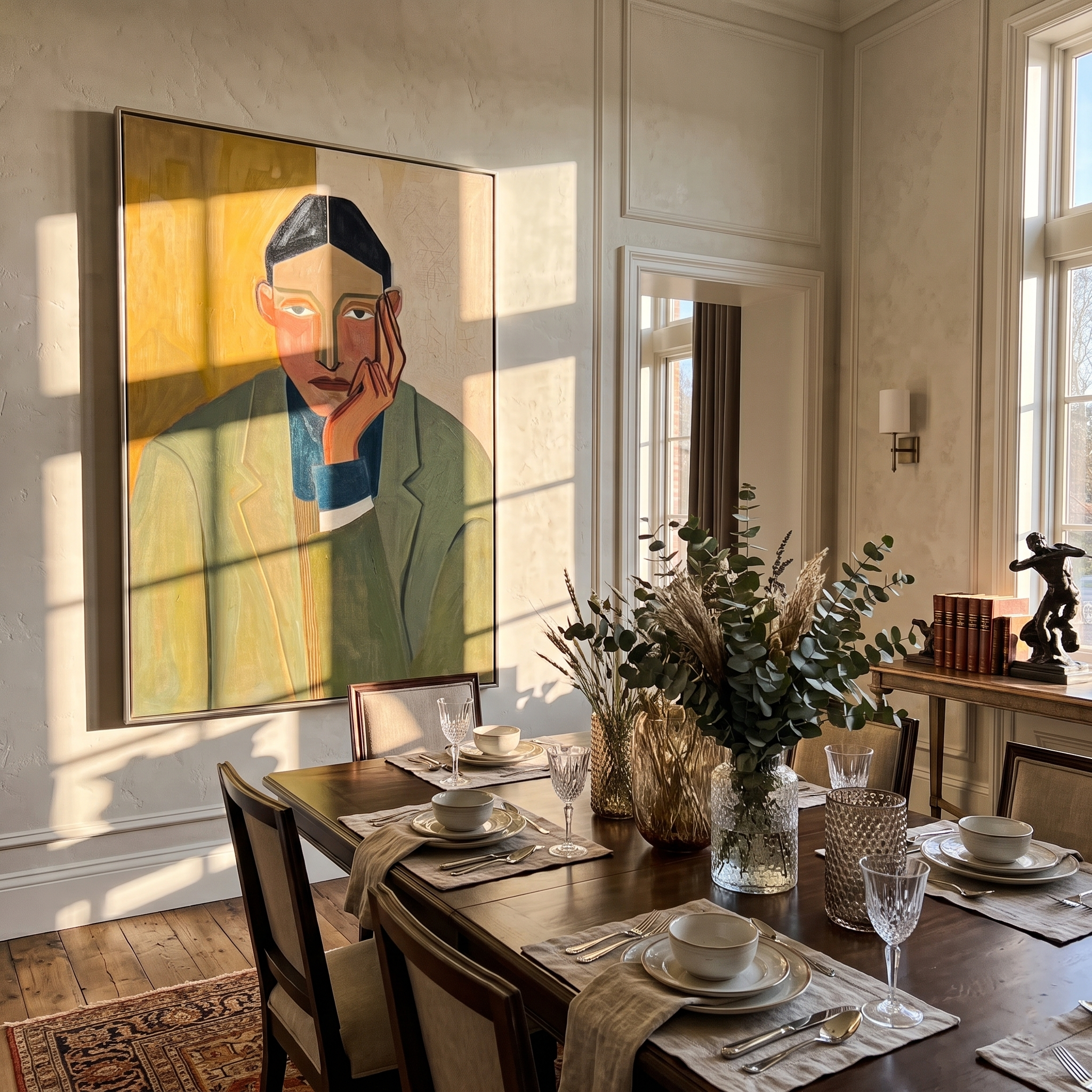 Emerald Reverie – Impressionist Figure Portrait Painting | Contemporary Vertical Art