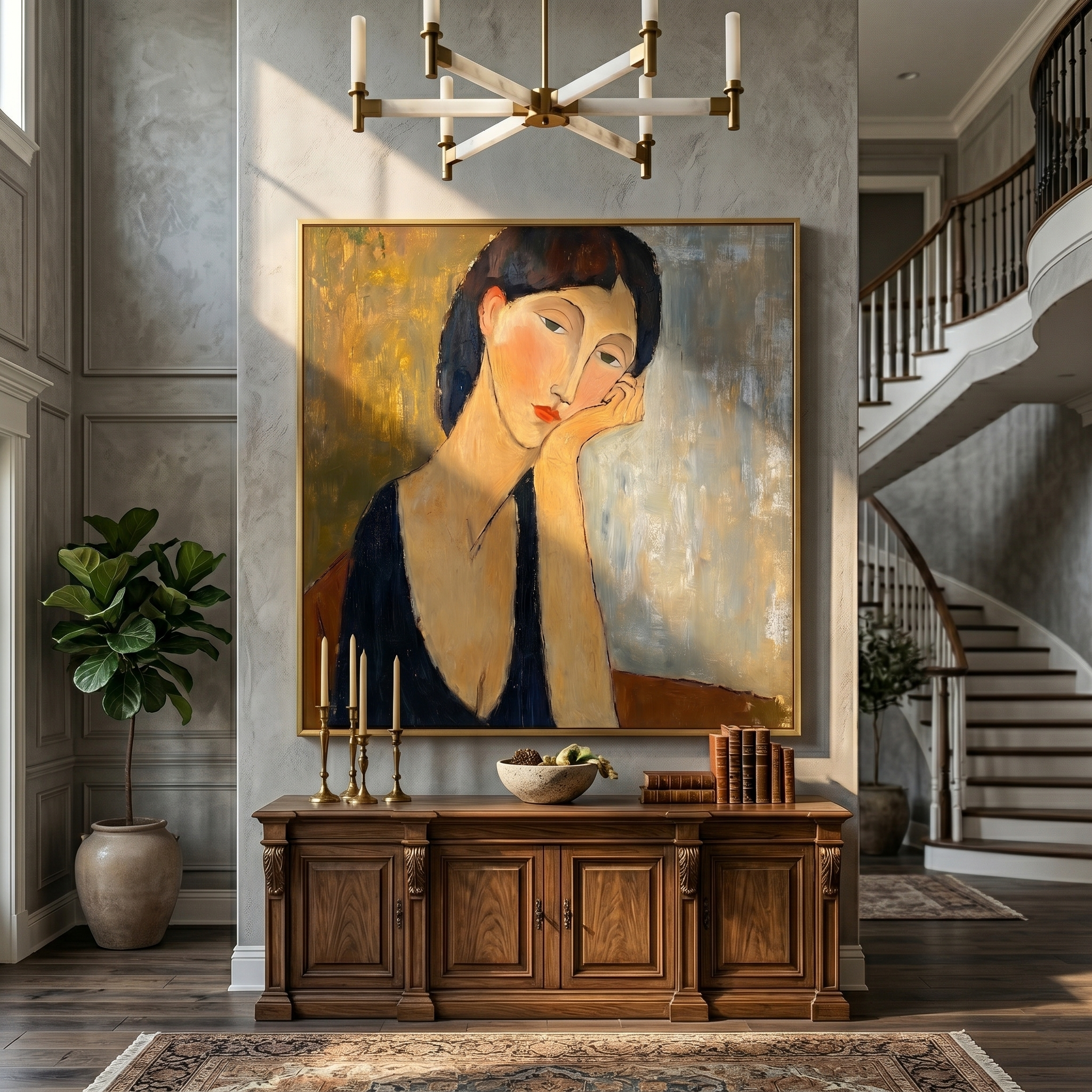 Ochre Solitude – Elongated Portrait Painting | Contemporary Minimalist Square Art