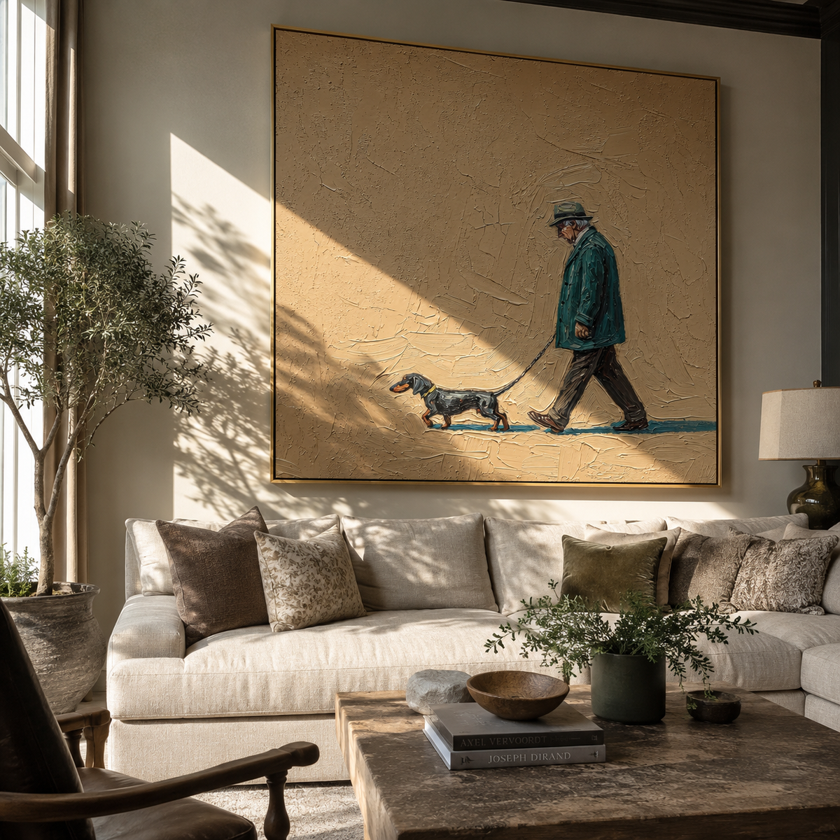 Teal Walk Long Shadow displayed with natural materials and quiet decor