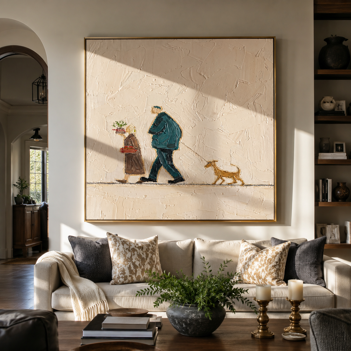 Flowers Travel Beside Them artwork styled as a warm modern focal point