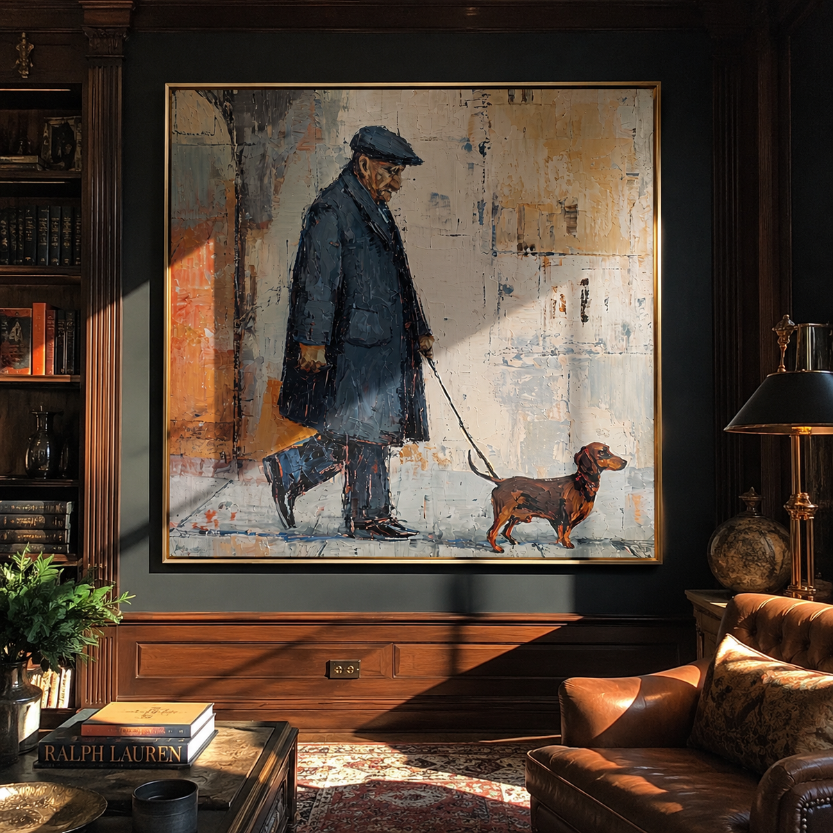 City Walls Follow Dachshund artwork styled as a warm modern focal point