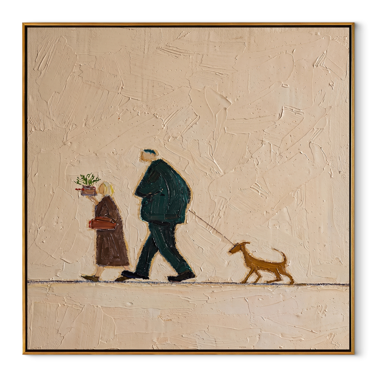 Garden Gift Walks Home square painting in a wood frame on a white background
