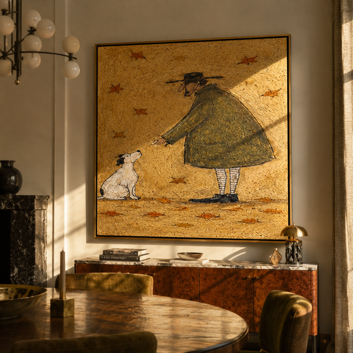 Autumn Leaves Circle Friends artwork styled as a warm modern focal point