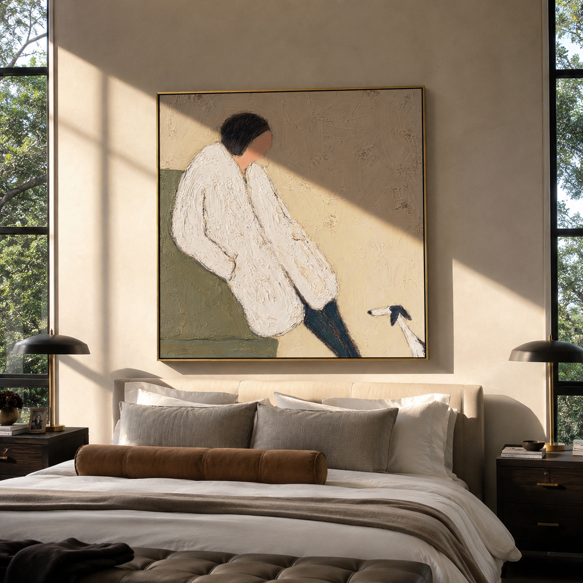 White Sleeves Quiet Hound artwork styled as a warm modern focal point