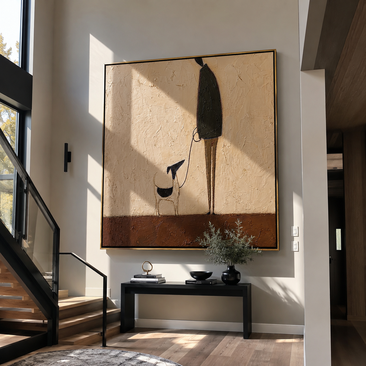 Tall Shadow Small Dog artwork styled as a warm modern focal point