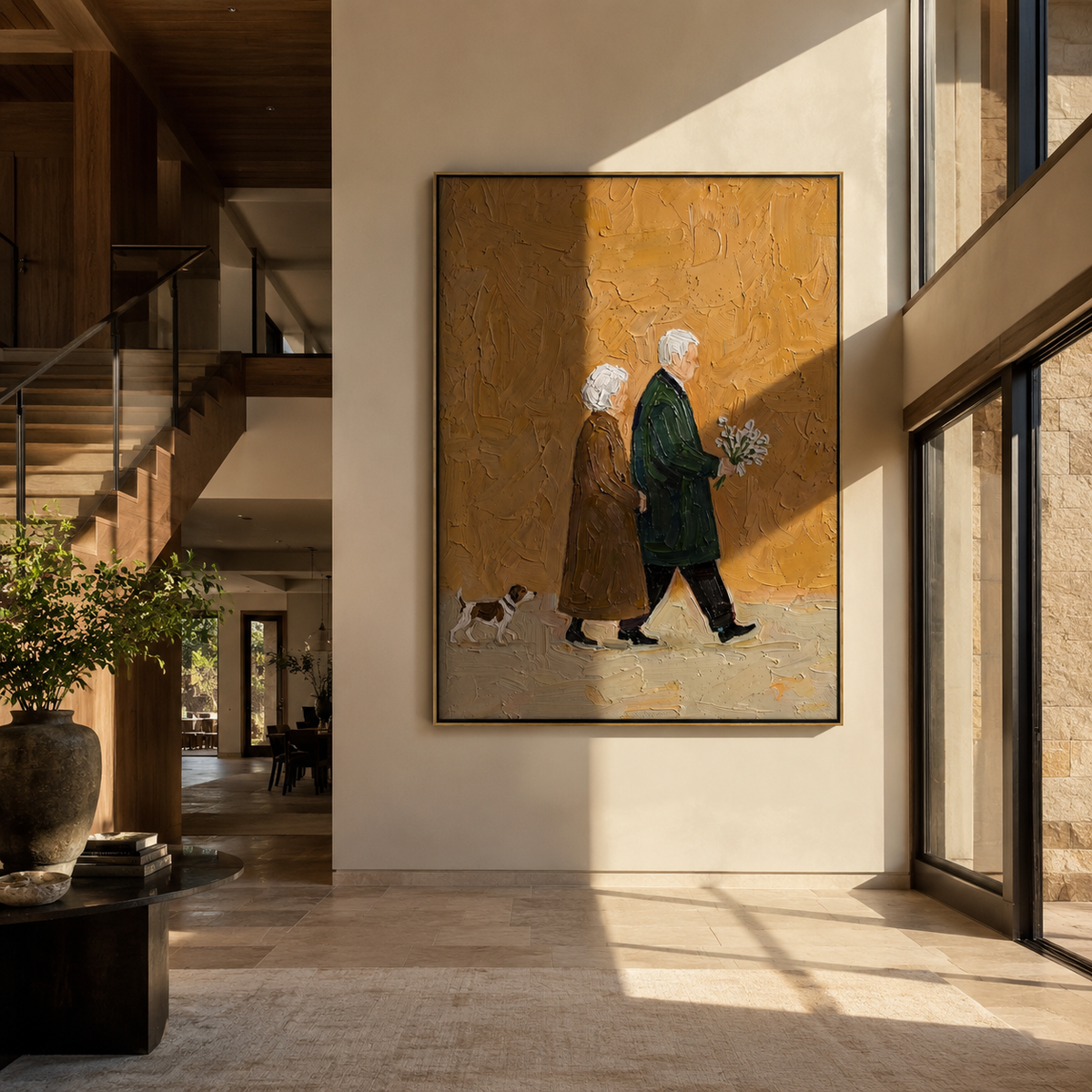 Flowers Between Two Coats painting presented in an alternate room setting