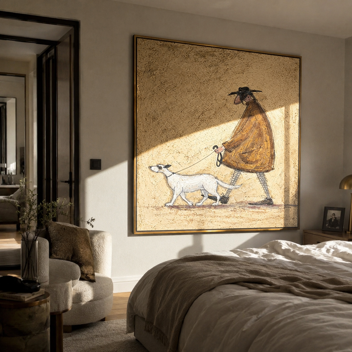 White Hound Sets Pace displayed with natural materials and quiet decor