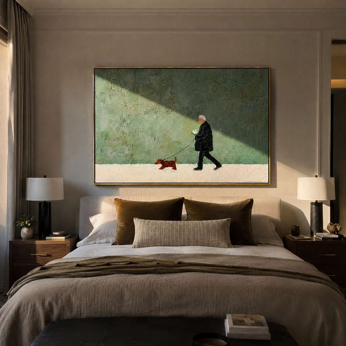 Green Wall Short Journey painting presented in an alternate room setting