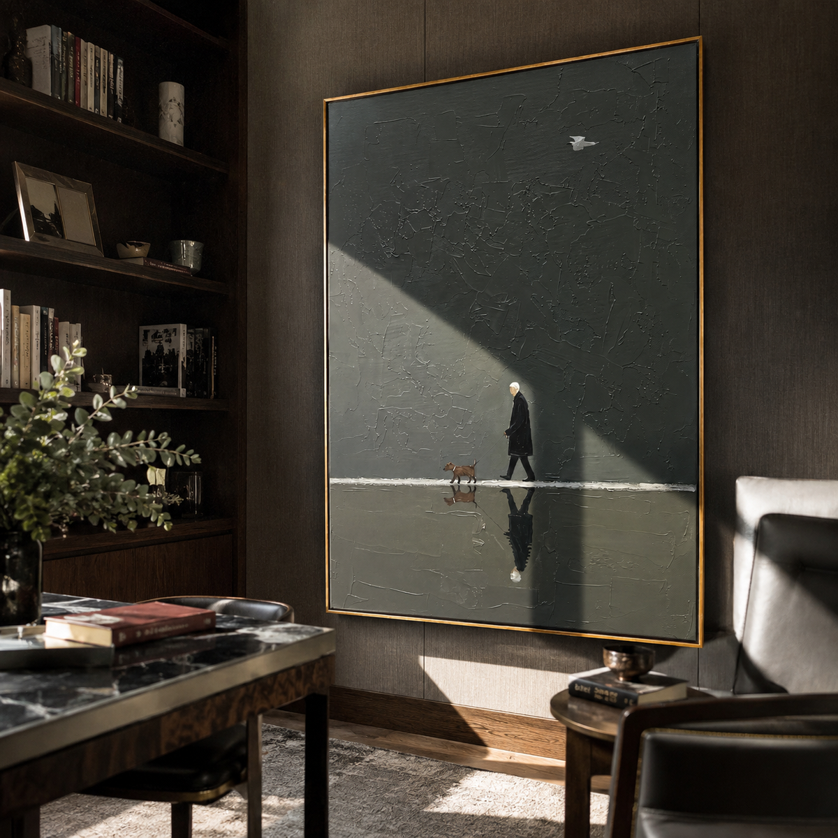 Reflections Hold Evening Walk artwork styled as a warm modern focal point