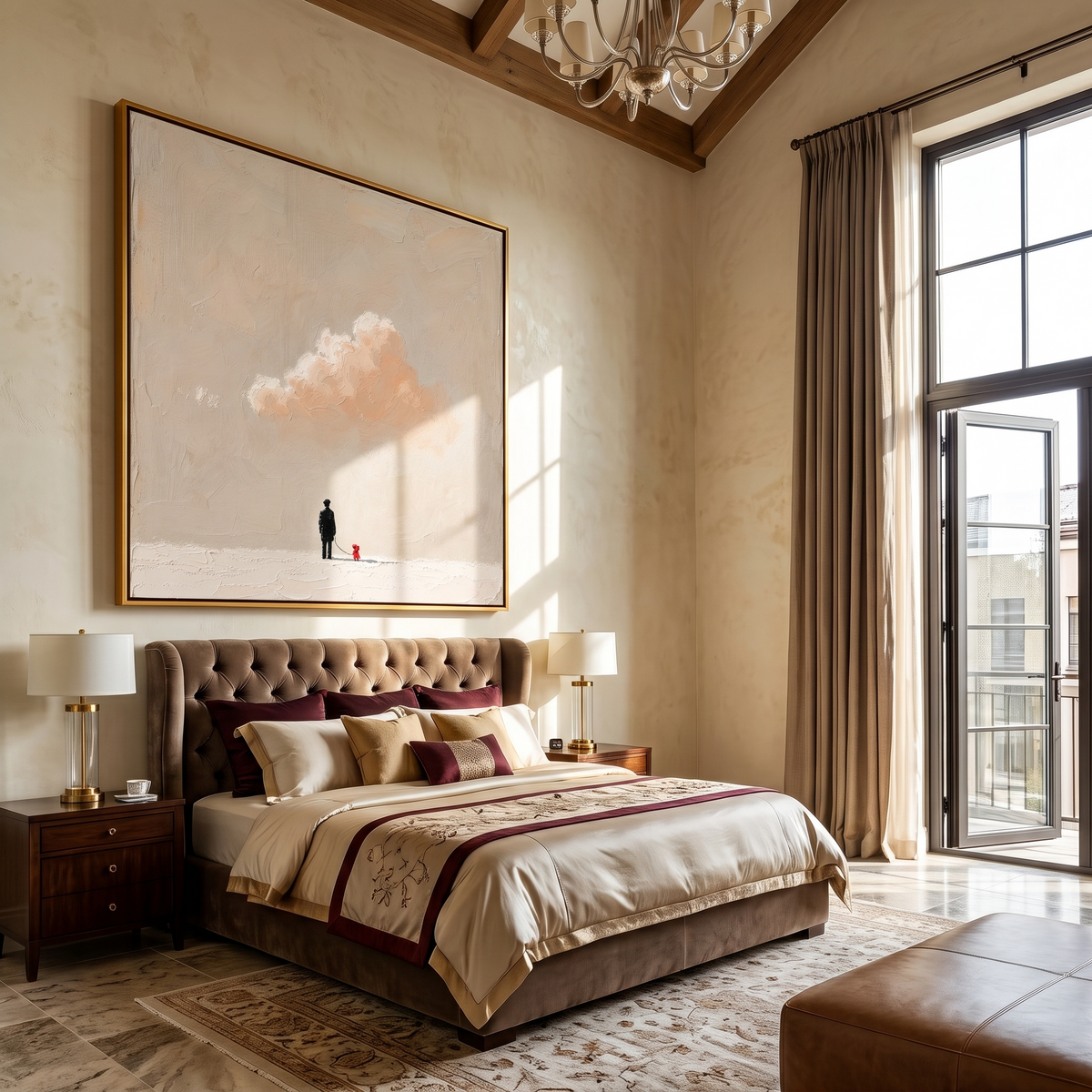 Cloud Waits Above Companions painting presented in an alternate room setting