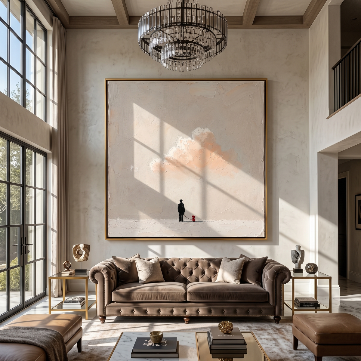 Cloud Waits Above Companions artwork styled as a warm modern focal point