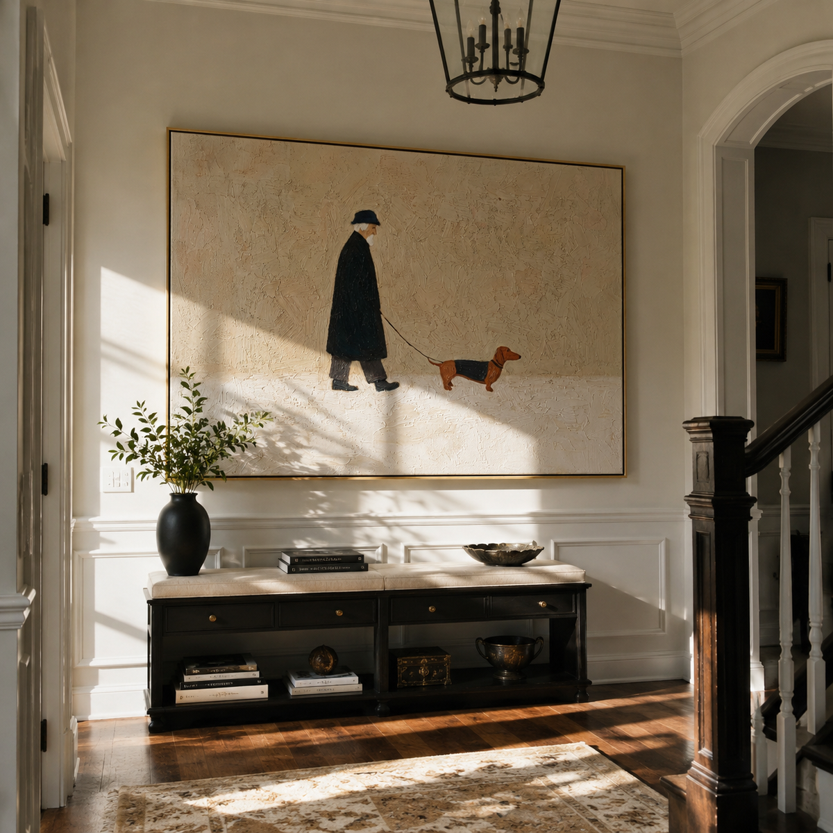 Quiet Coat Orange Hound artwork styled as a warm modern focal point