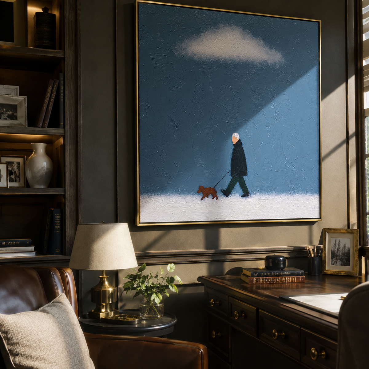 White Cloud Blue Crossing displayed with natural materials and quiet decor