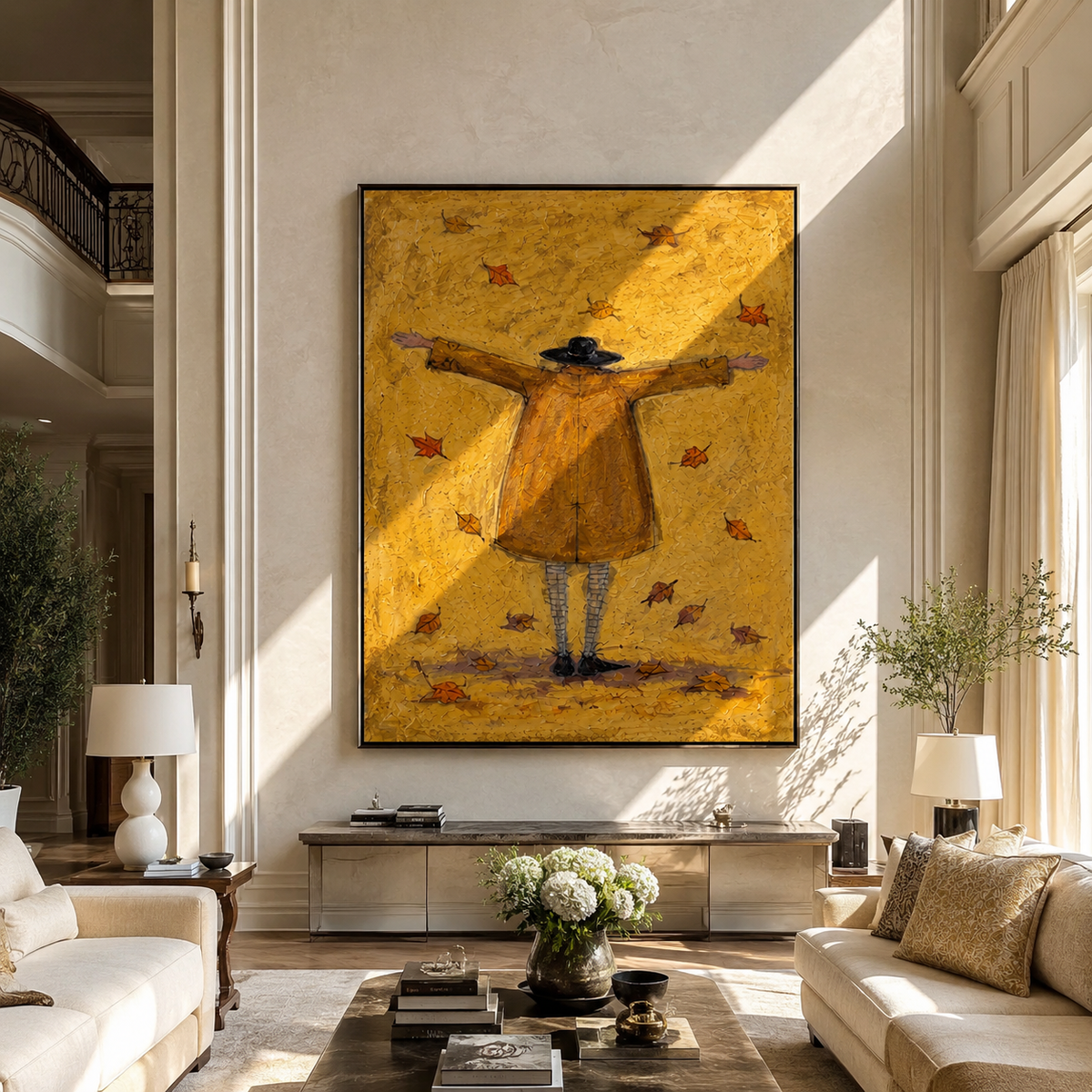 Autumn Leaves Welcome Arms displayed with natural materials and quiet decor