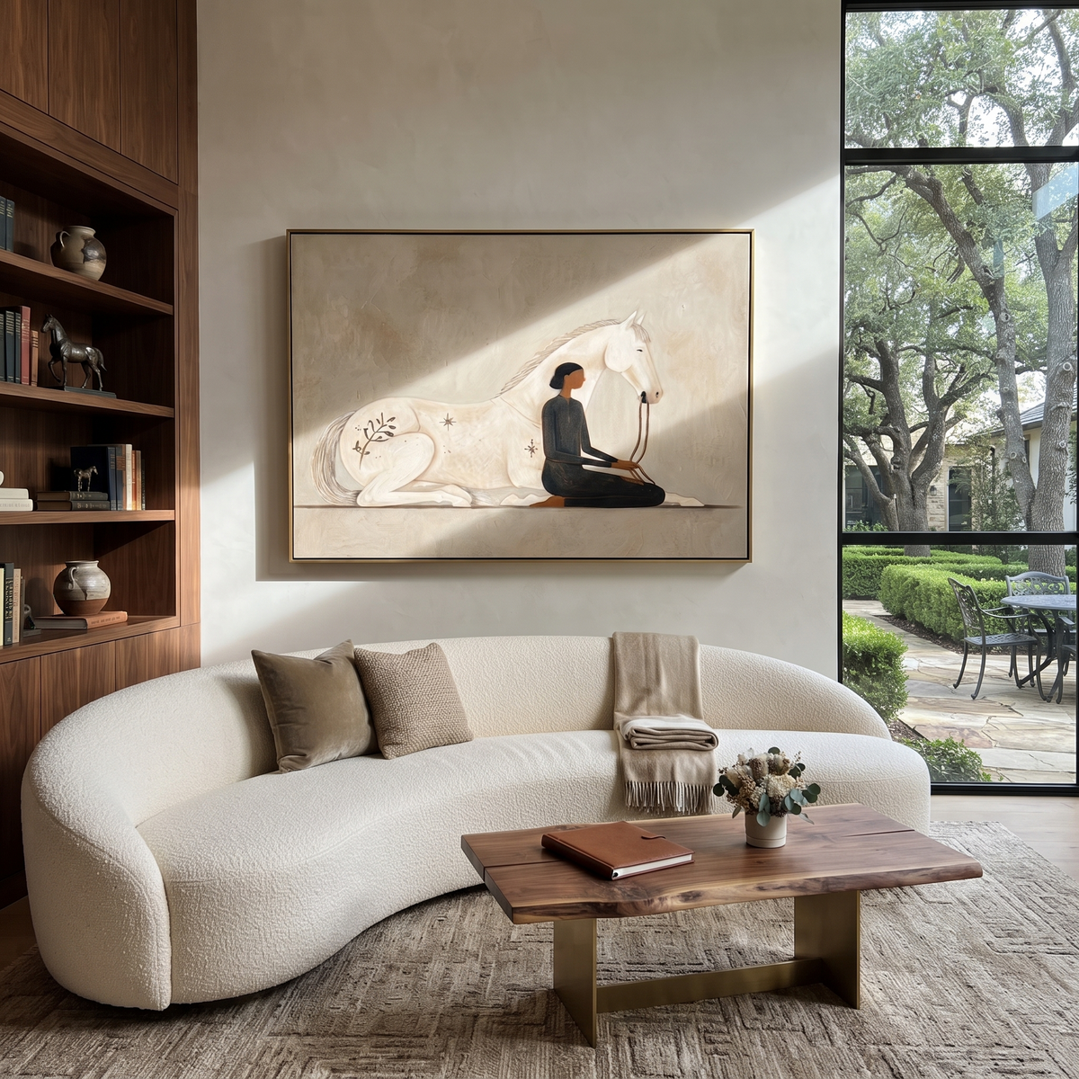 White Horse Shared Stillness painting presented in an alternate room setting