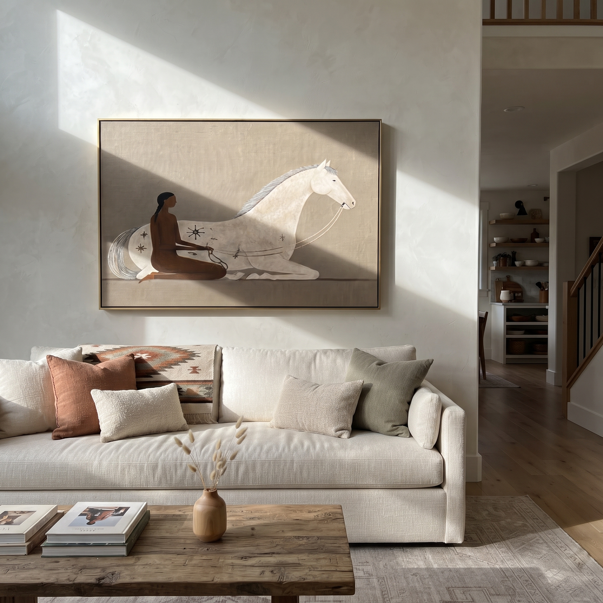 Resting Horse Grounded Calm painting presented in an alternate room setting