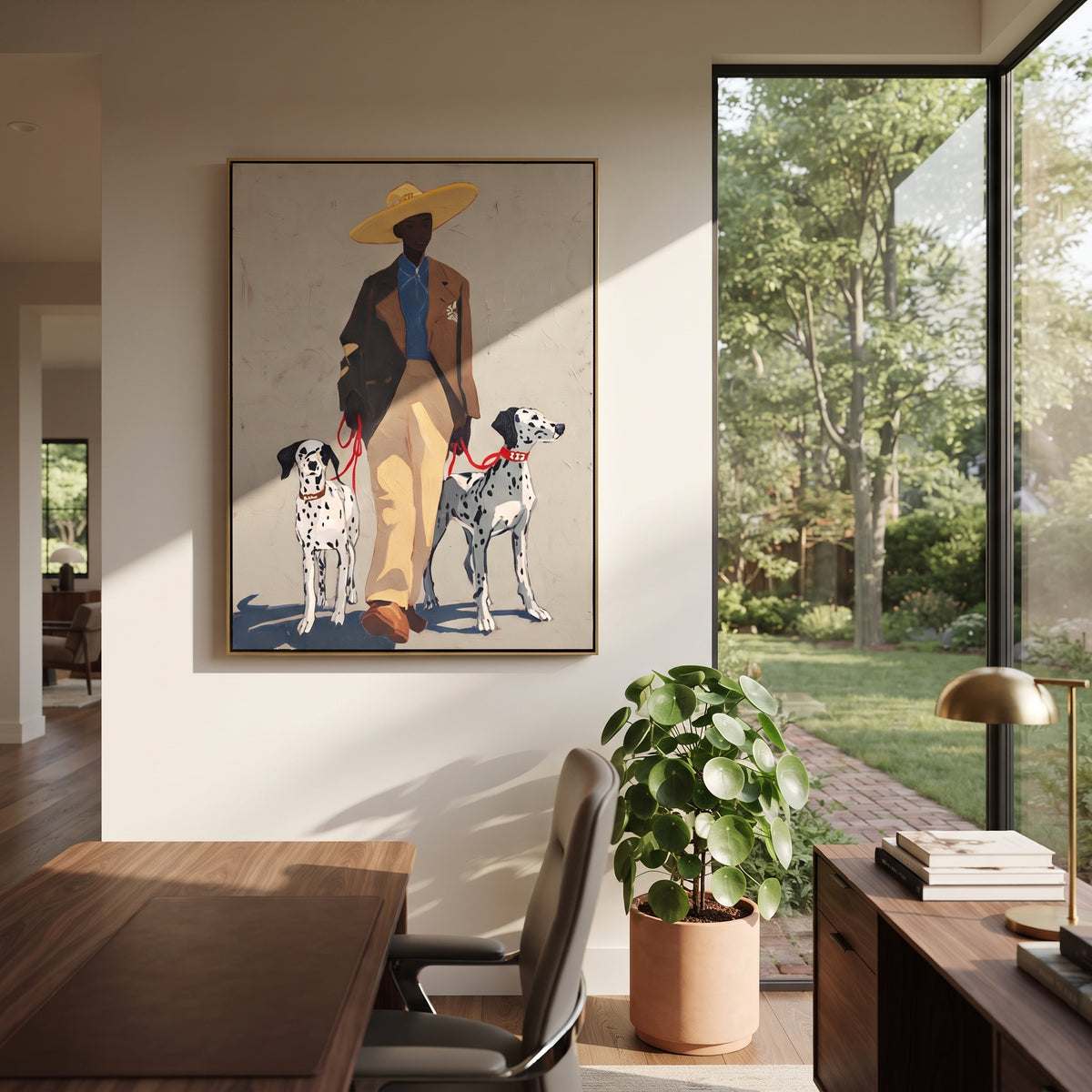 Spotted Dogs Guard Yellow artwork styled as a warm modern focal point