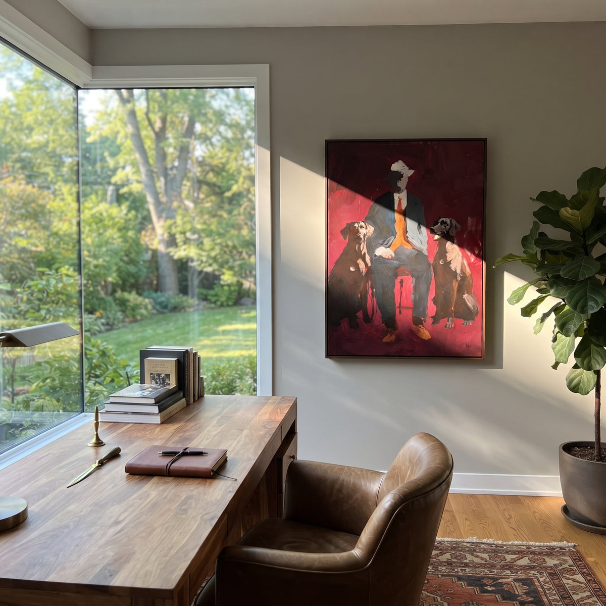 Burgundy Room Loyal Pair artwork styled as a warm modern focal point