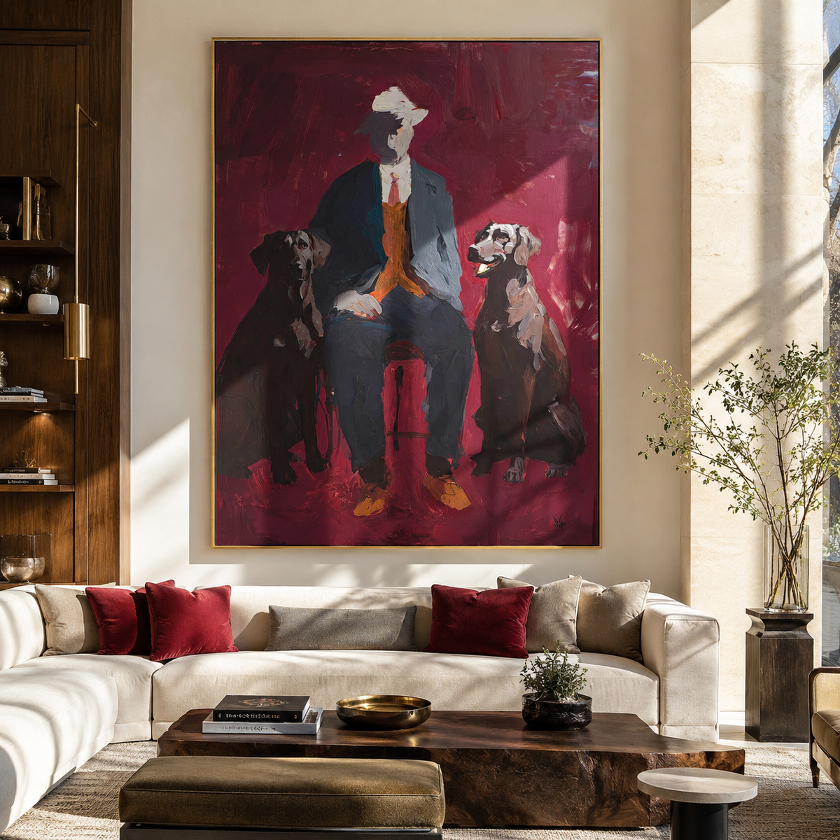 Burgundy Room Loyal Pair displayed with natural materials and quiet decor