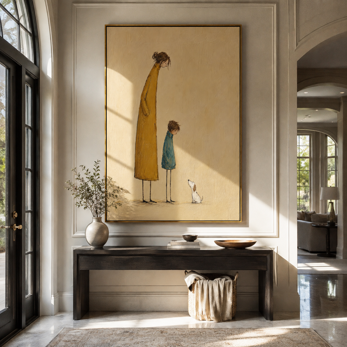 Tall Coat Small Wonders artwork styled as a warm modern focal point