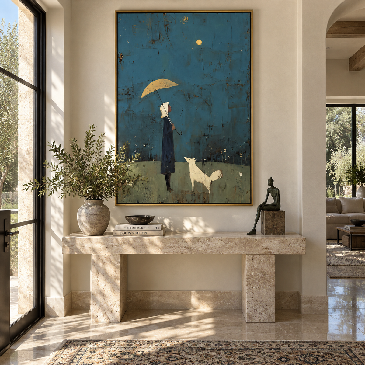 Moonlit Umbrella White Hound displayed with natural materials and quiet decor