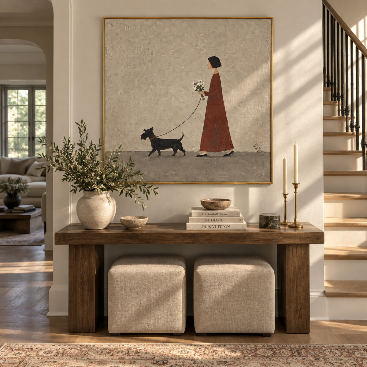Flowers Along Quiet Ground people and pets wall art in a contemporary room