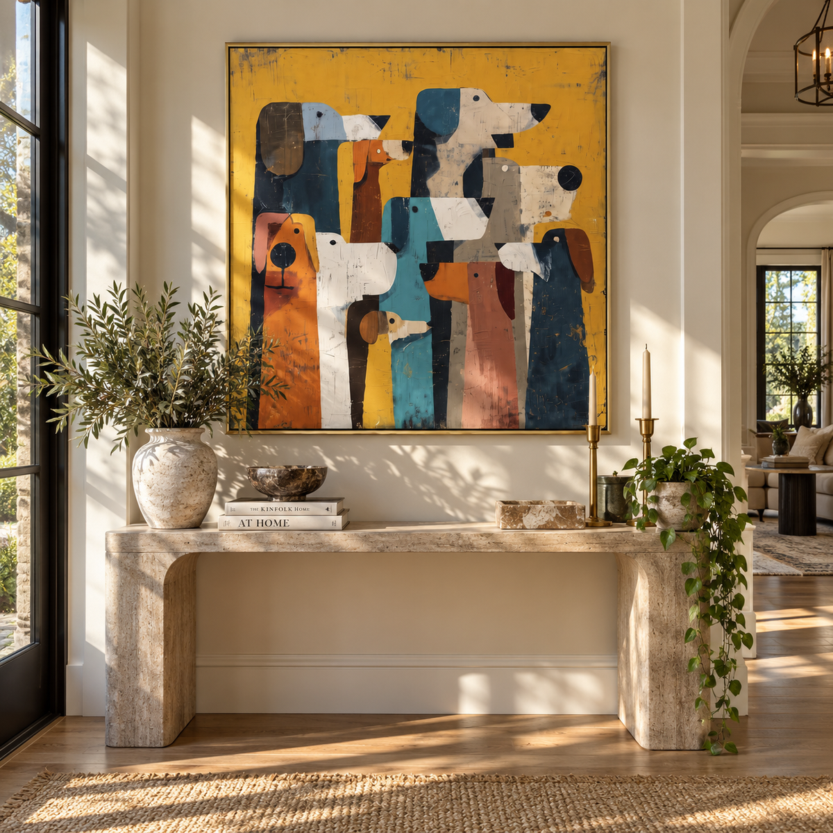 Long Hounds Face Forward displayed with natural materials and quiet decor