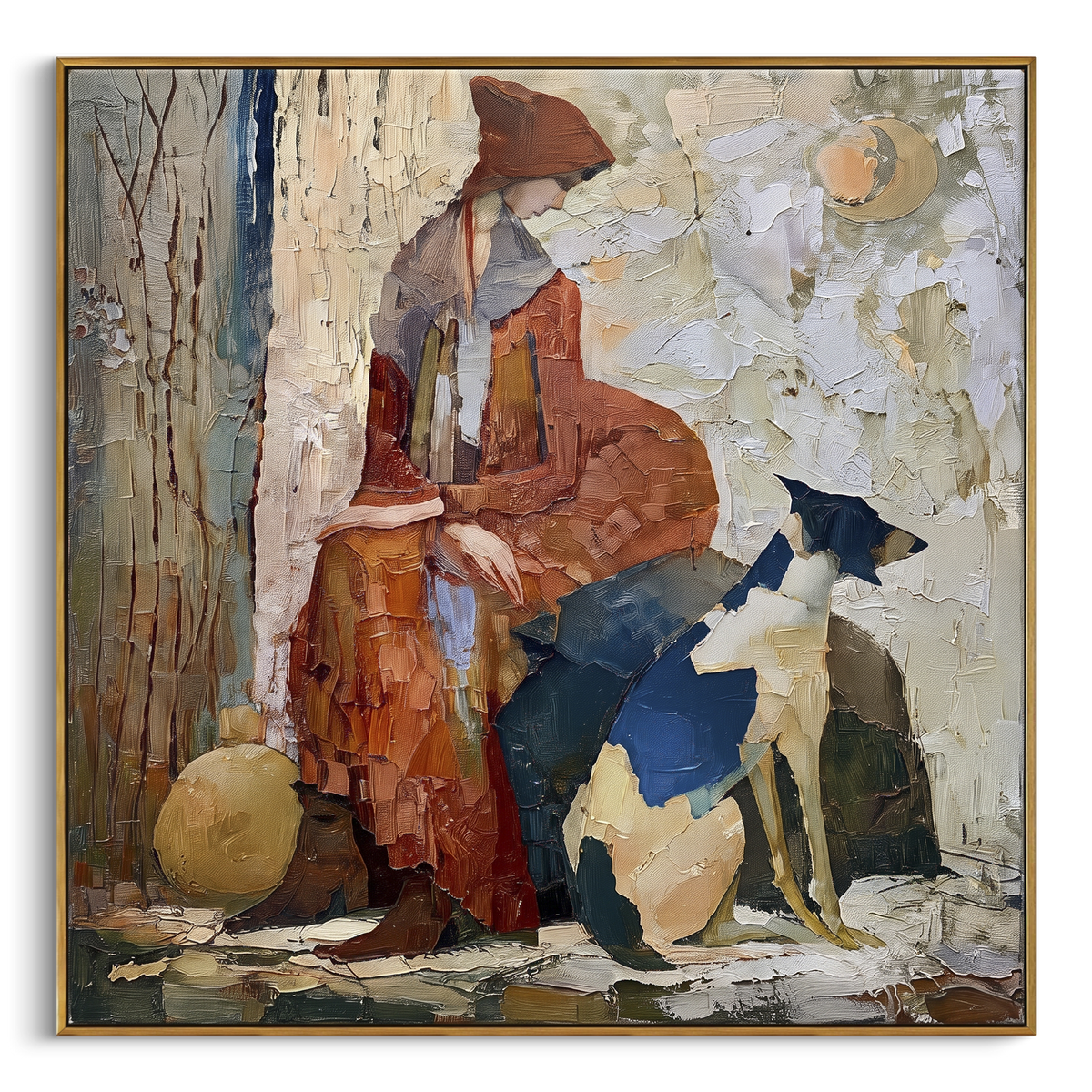 Brick Wall Shared Rest vertical painting in a wood frame on a white background