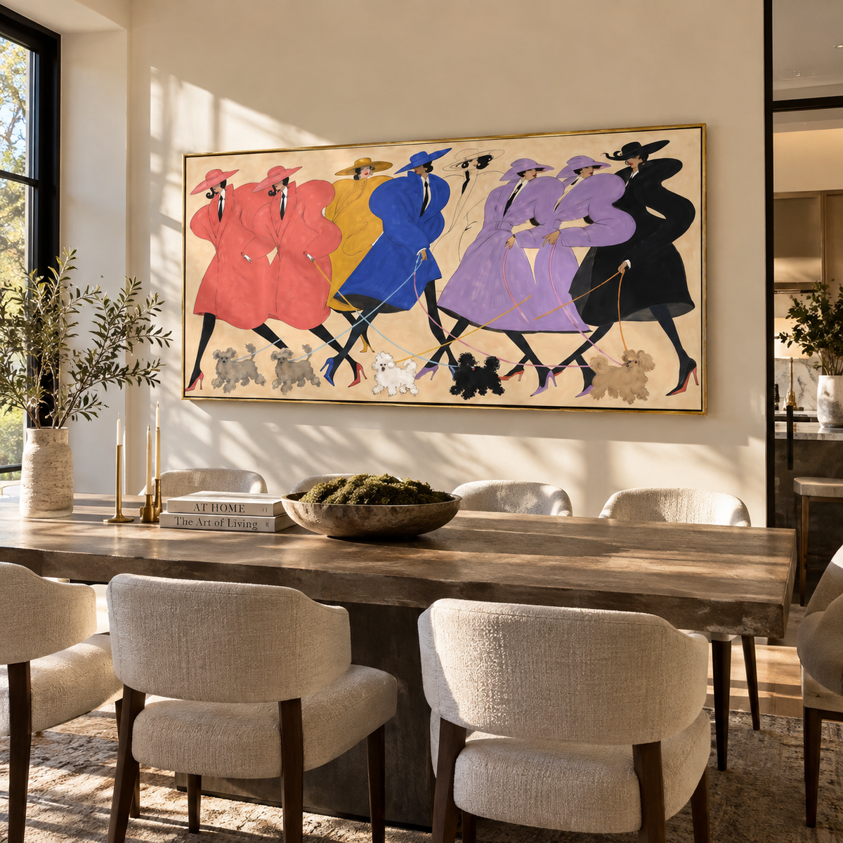 Sunday Parade of Companions artwork styled as a warm interior focal point