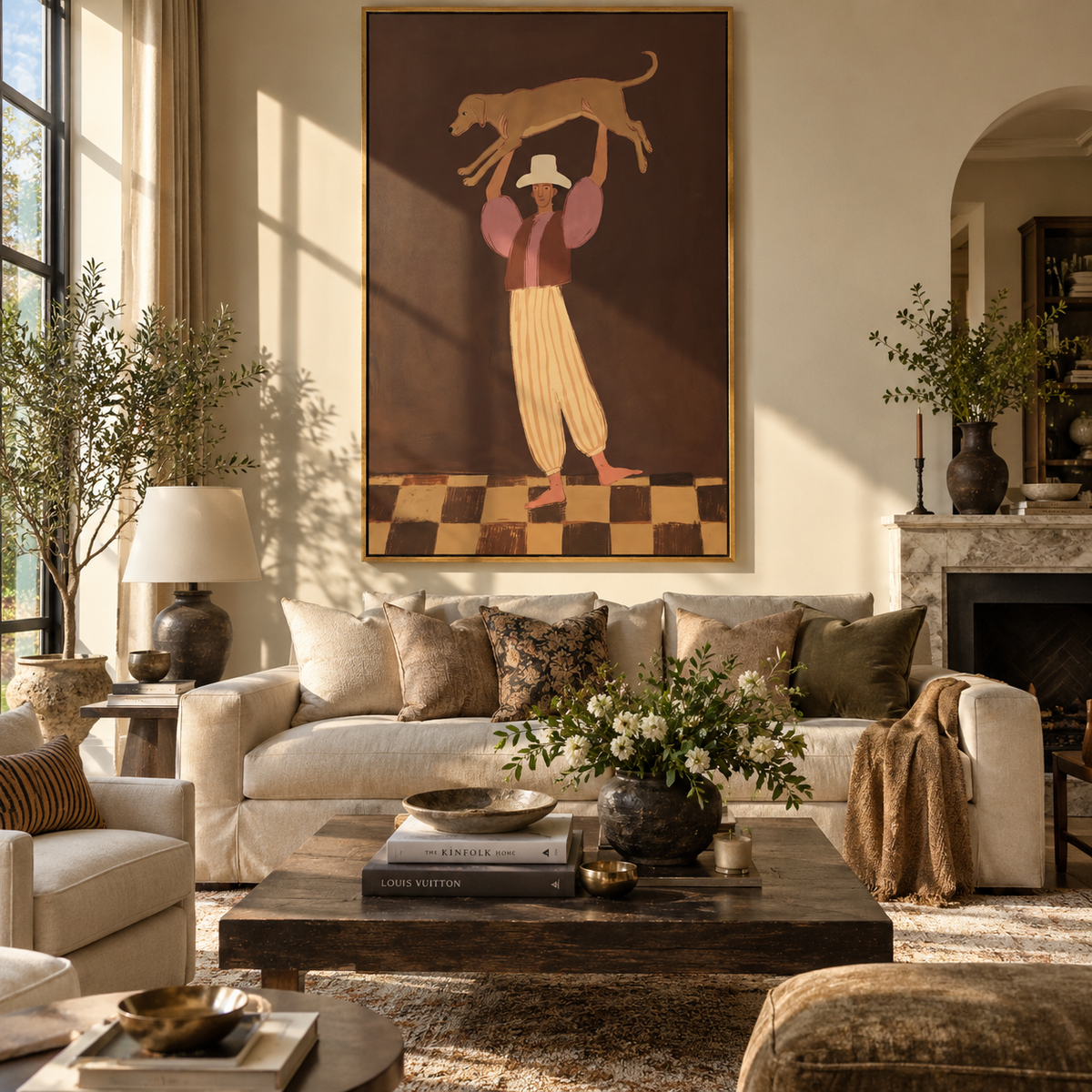 Big Cat Above Courage people and pets wall art in a contemporary room