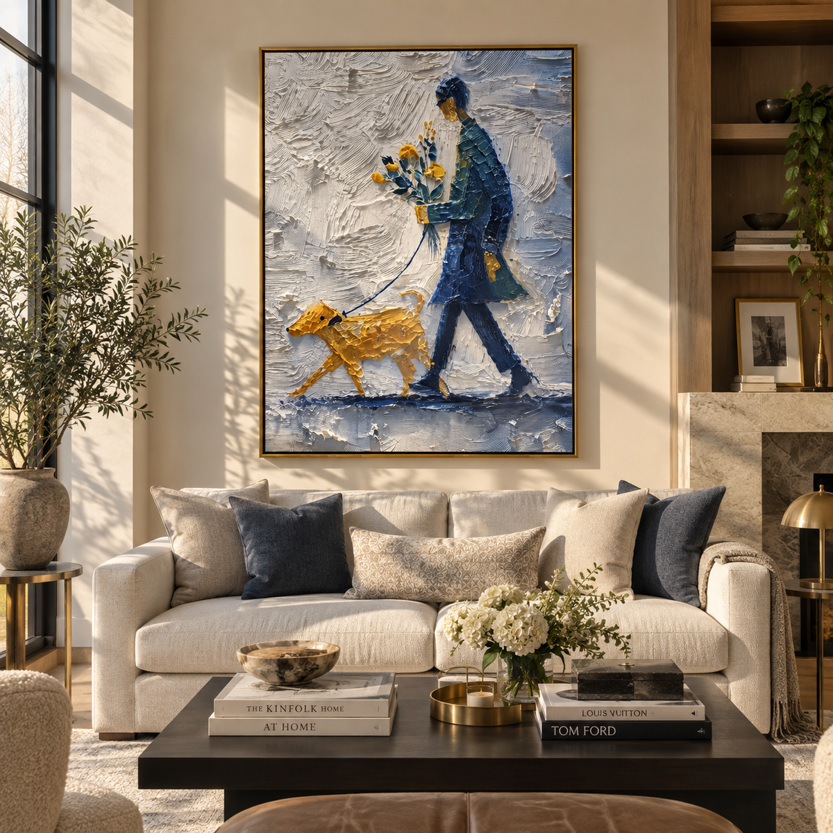Flowers Lead Rainy Steps people and pets wall art in a contemporary room