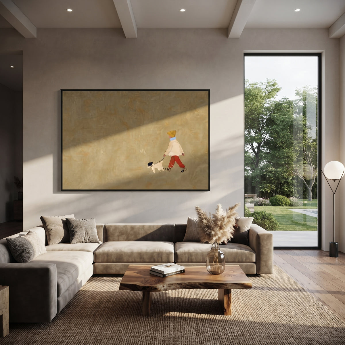 Tiny Walk Open Ground artwork styled as a warm interior focal point