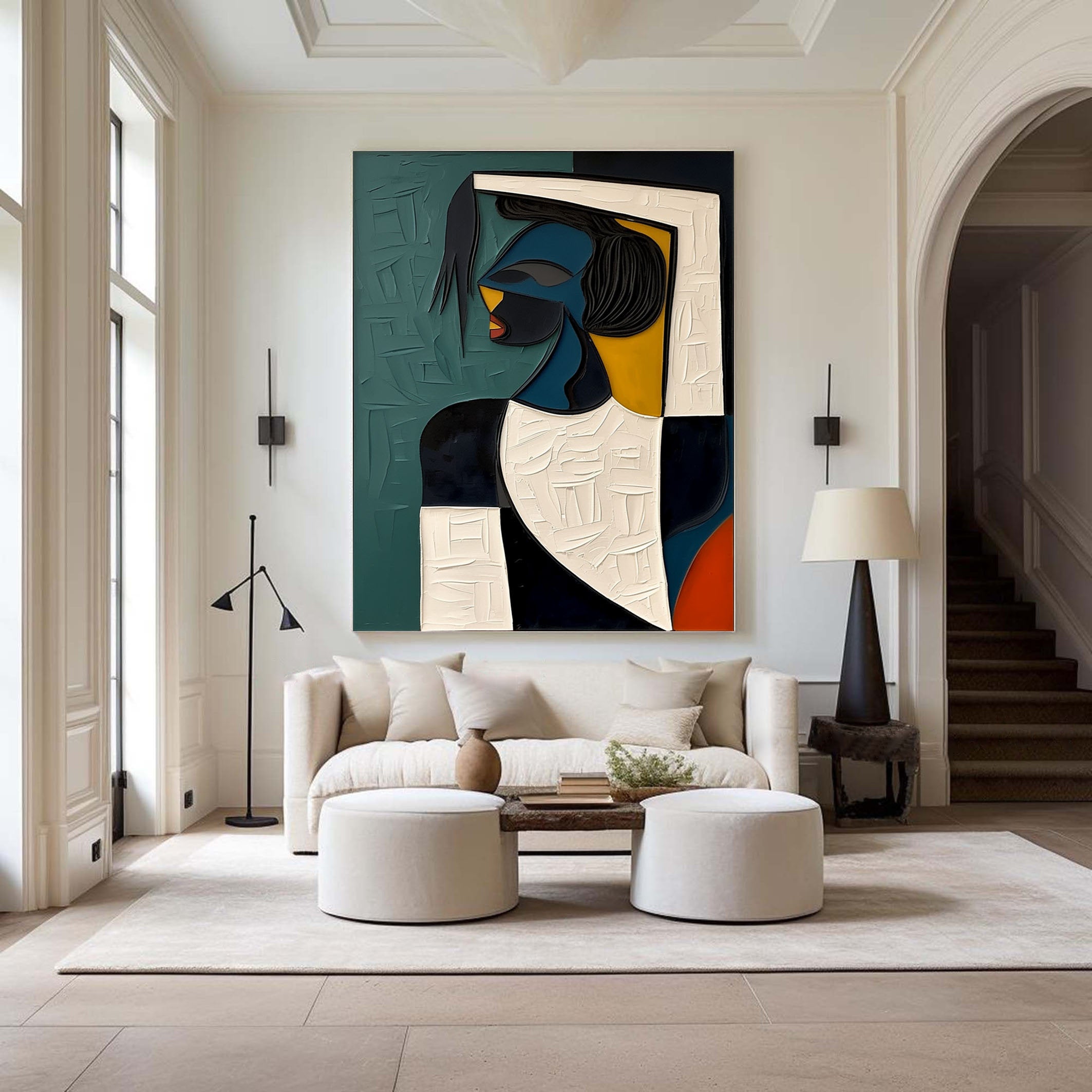 Beyond Form – Modern Abstract Figurine Pop Art Style Hand-Painted Oil Portrait Painting | Contemporary Expressionist Living Room & Office Art
