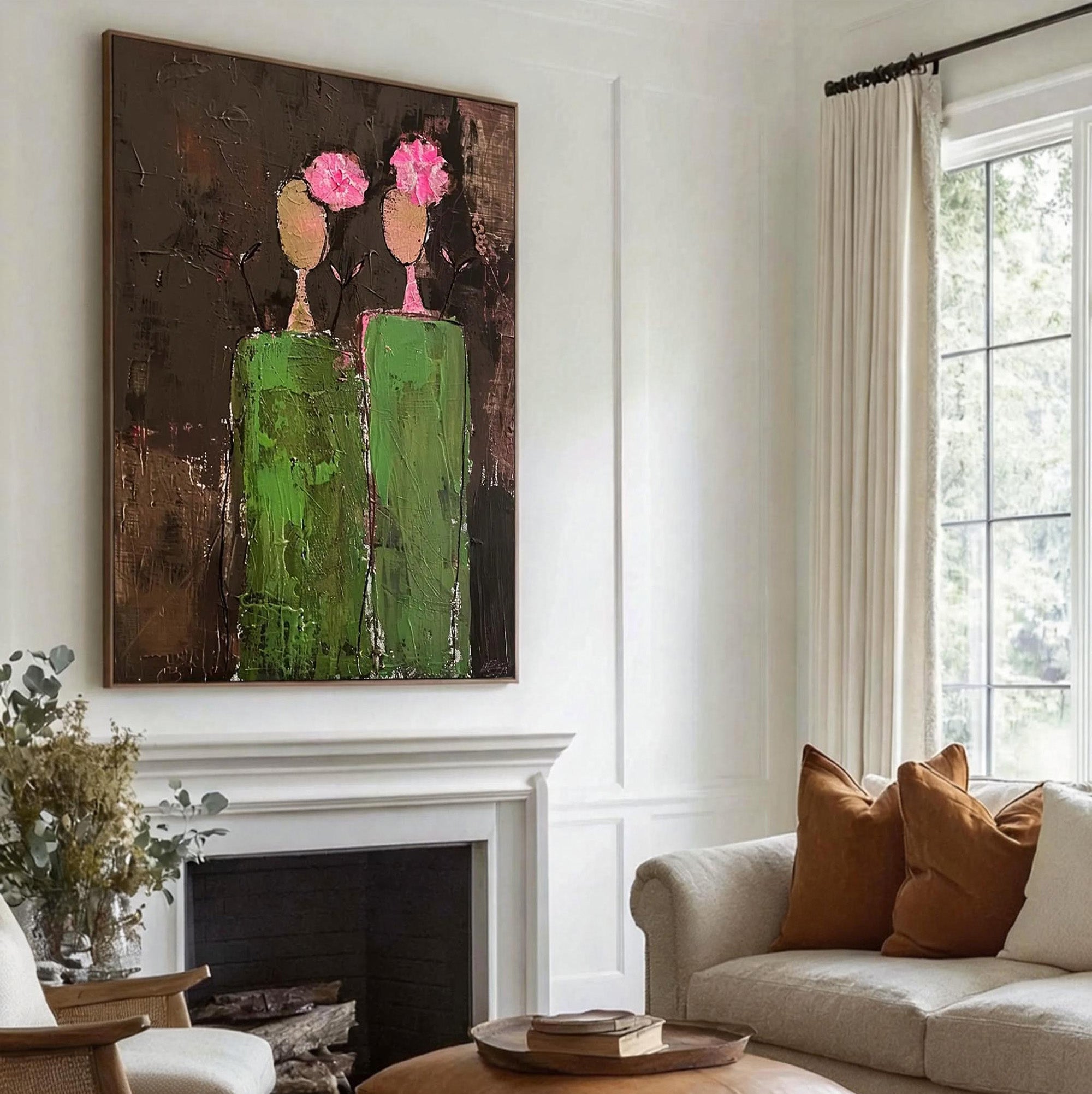 Eternal Bond – Modern Figurative Palette Knife Heavy Texture Oil Portrait Painting | Contemporary Expressionist Living Room & Office Art