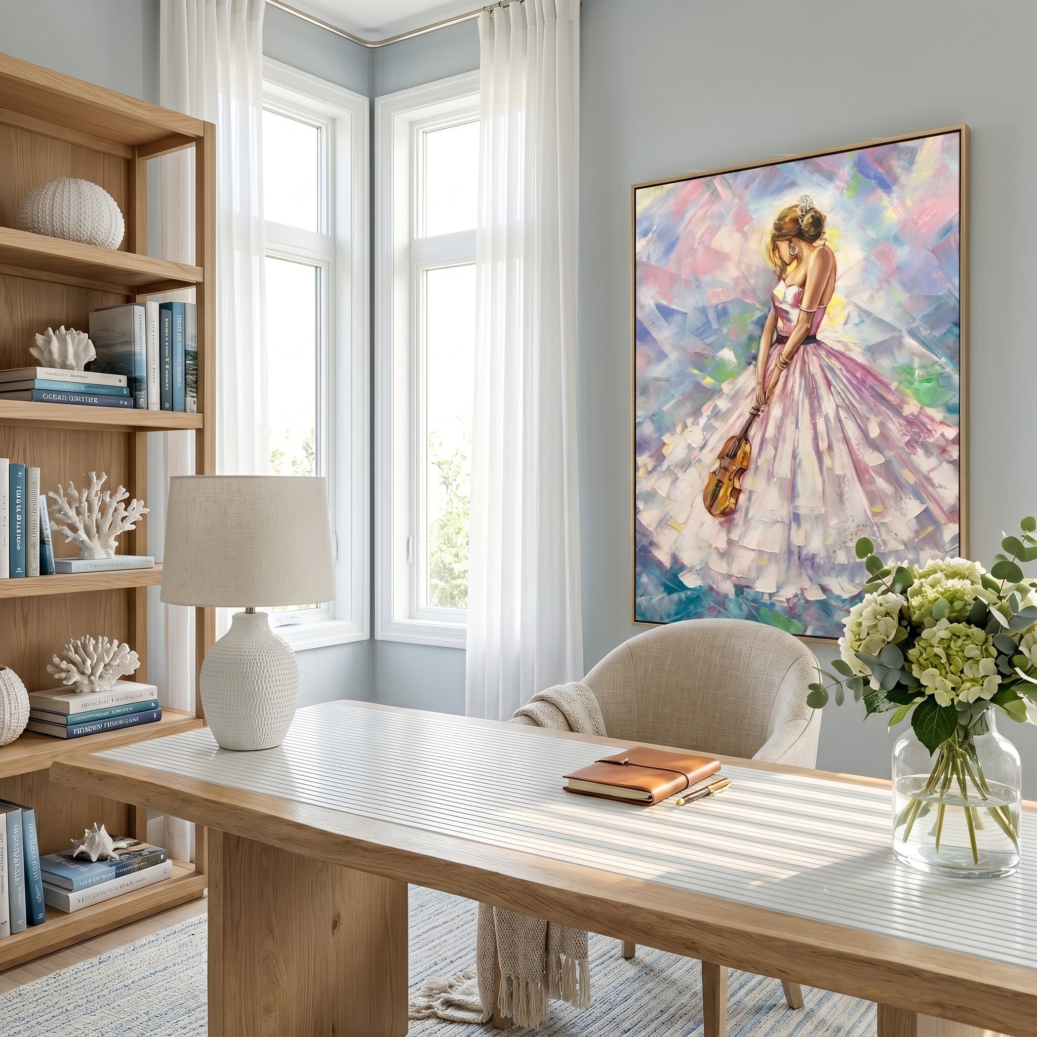 Melody in a Dream – Modern Impressionist Impasto Violinist | Romantic & Elegant Bedroom Wall Art