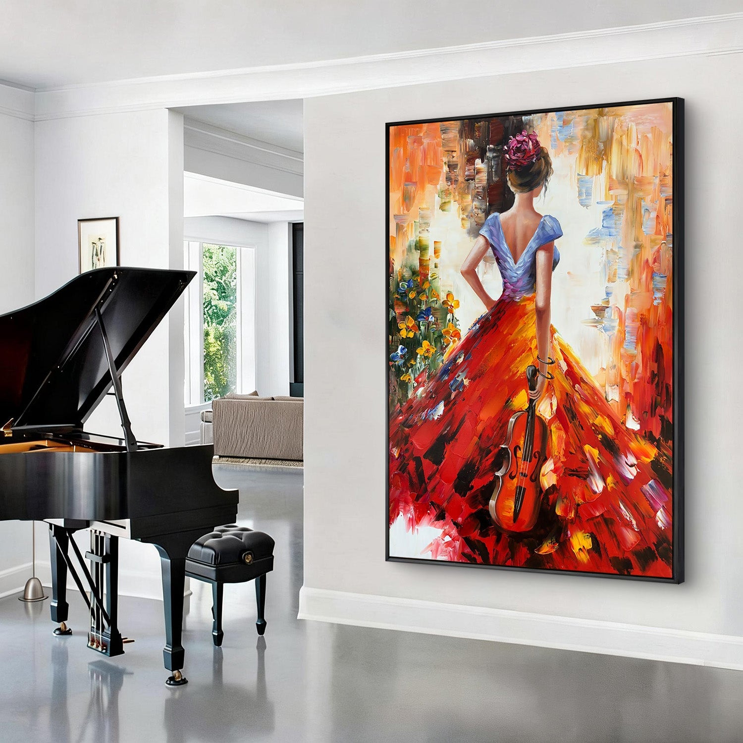 Flamenco Soul – Heavy Impasto Musical Bold Painting | Bold Abstract Palette Knife Living Room Art