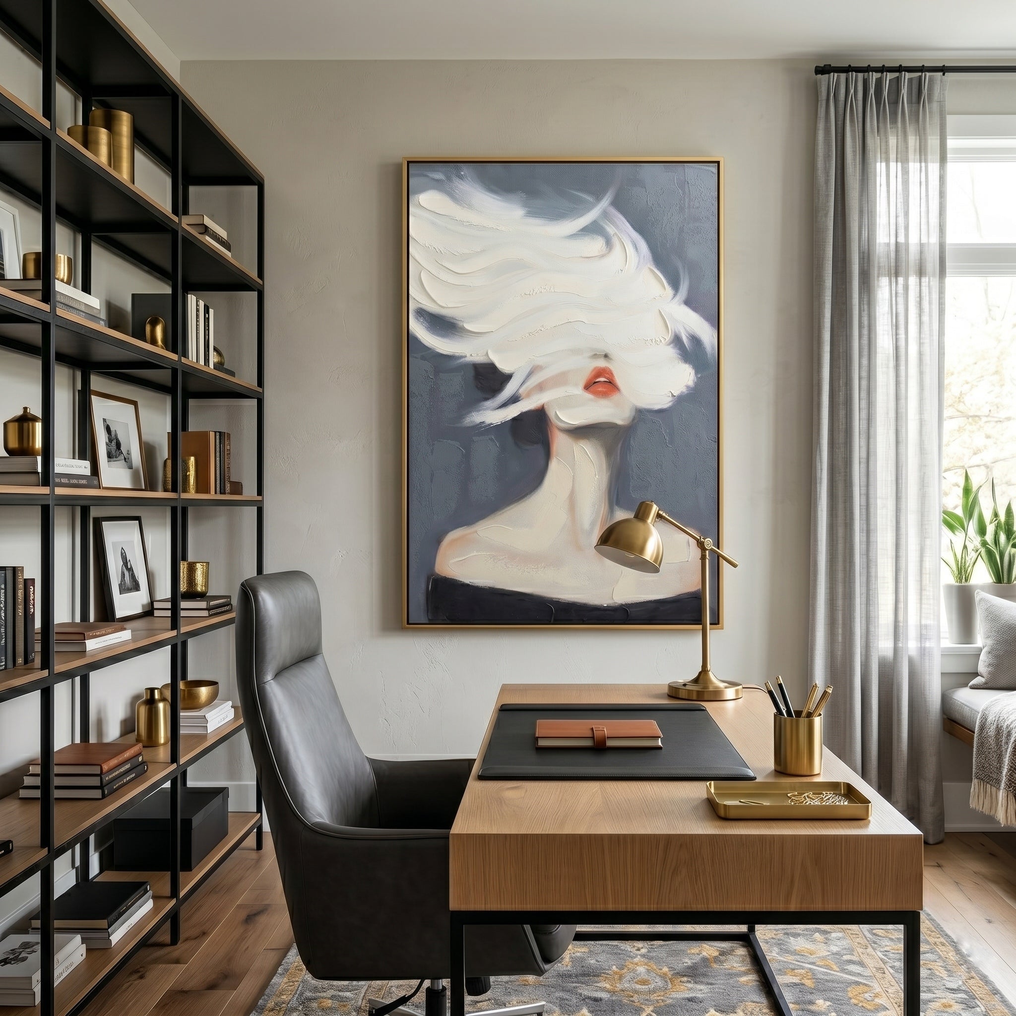 Whispers of the Wind –  Modern Surrealist Heavy Impasto Portrait | Avant-Garde Minimalist Wall Art