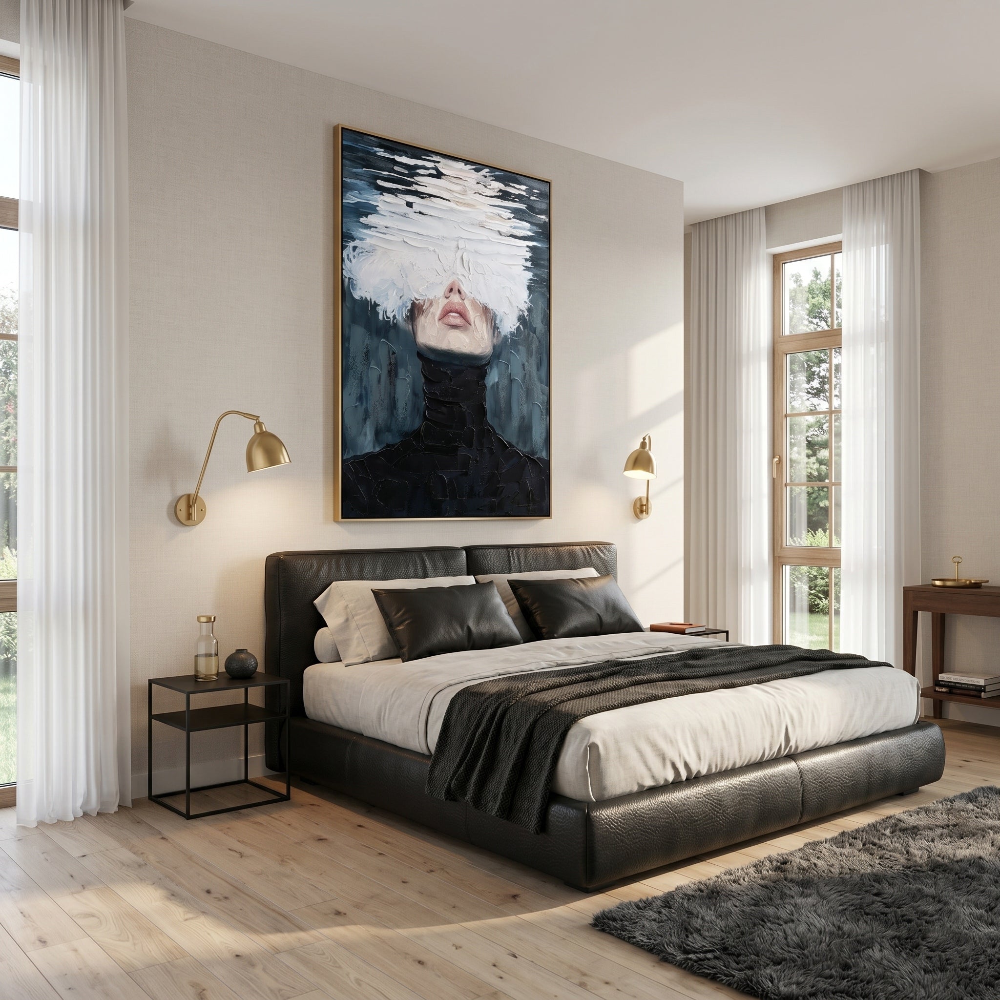 Sea of Consciousness – Modern Surrealist Heavy Impasto Portrait | Avant-Garde Minimalist Wall Art