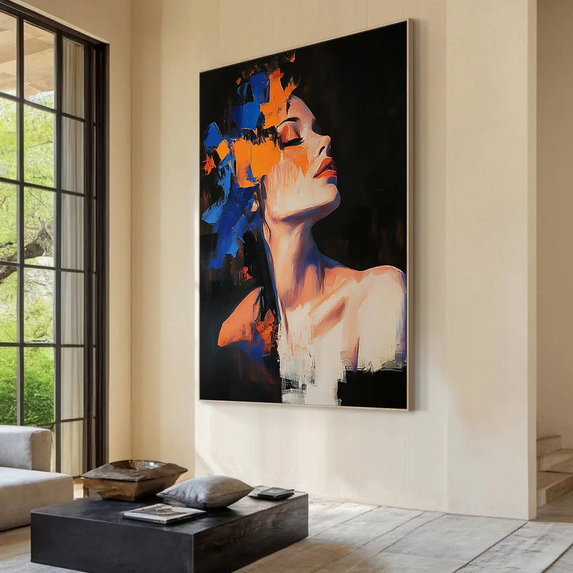Vivid Muse – Bold Color Palette Knife Face Oil Portrait Painting | Bold Expressionist Living Room & Dining Room Art