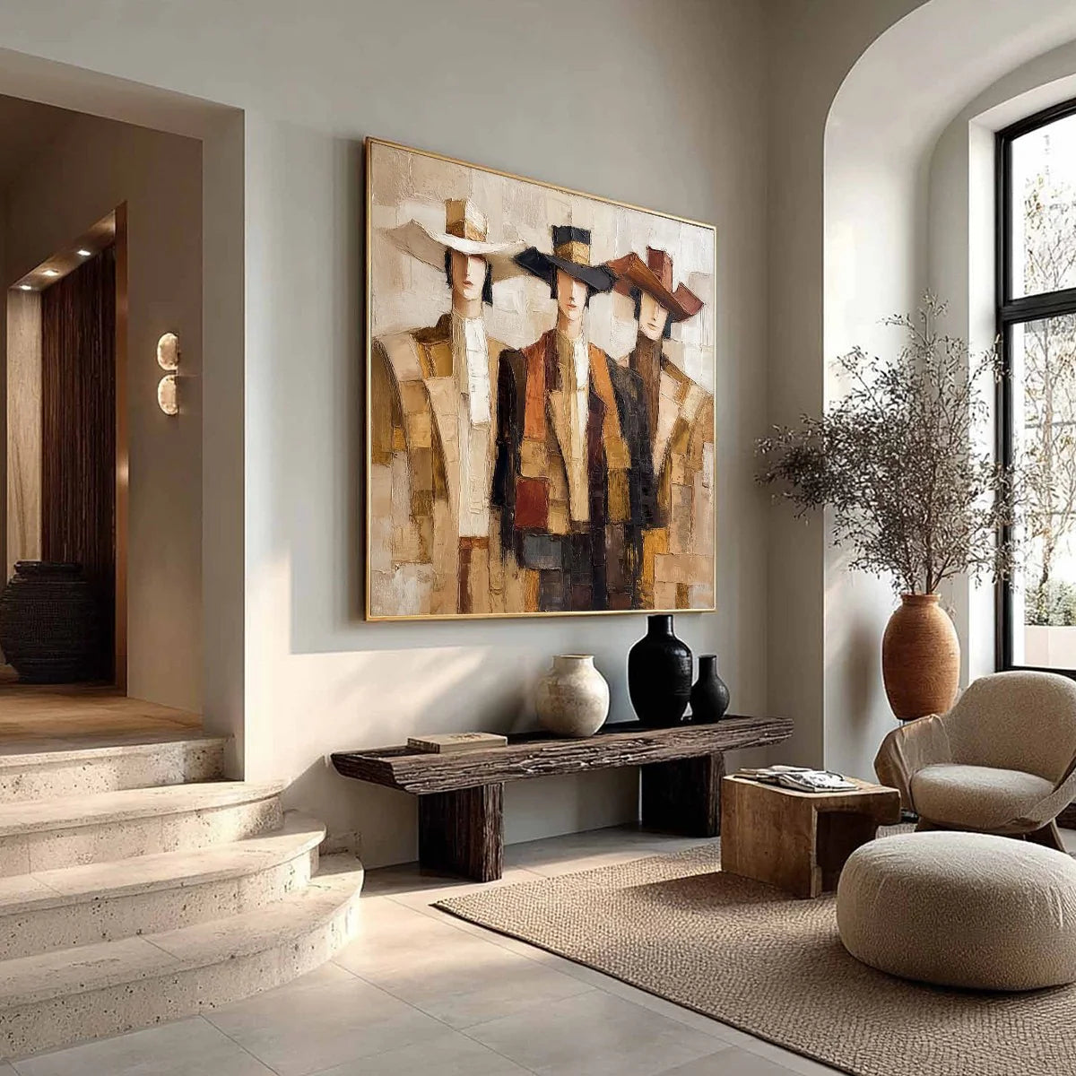 The Gentry – Abstract Fashion Portrait Relief Portrait Painting | Contemporary Expressionist Living Room & Office Art