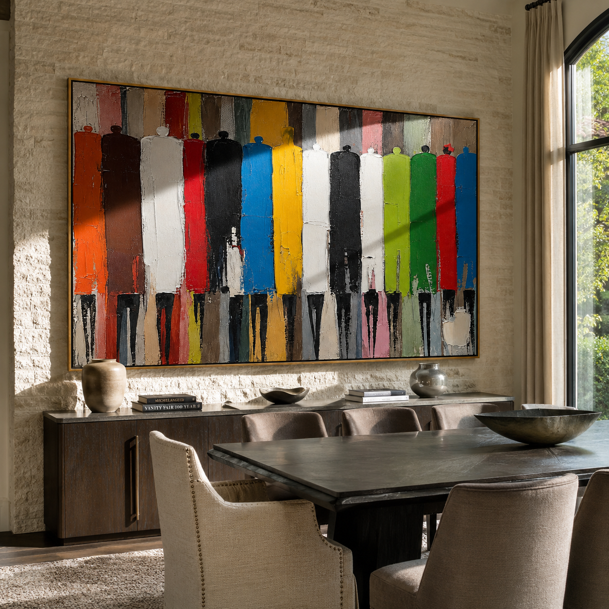 Facing Painted Horizons displayed in a dining or hospitality setting
