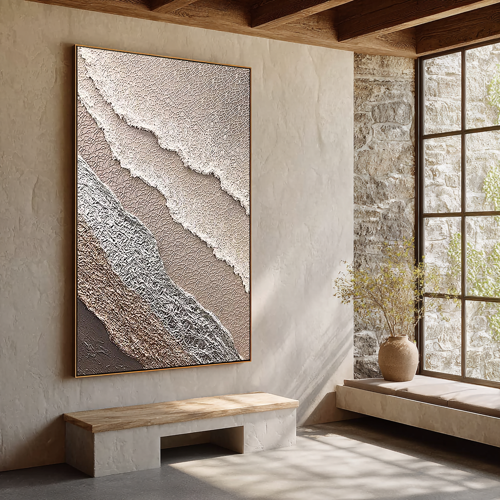Echo of the Earth – Textured Wabi-Sabi Earth Tone Abstract Canvas Painting | Modern Luxury Living Room Art