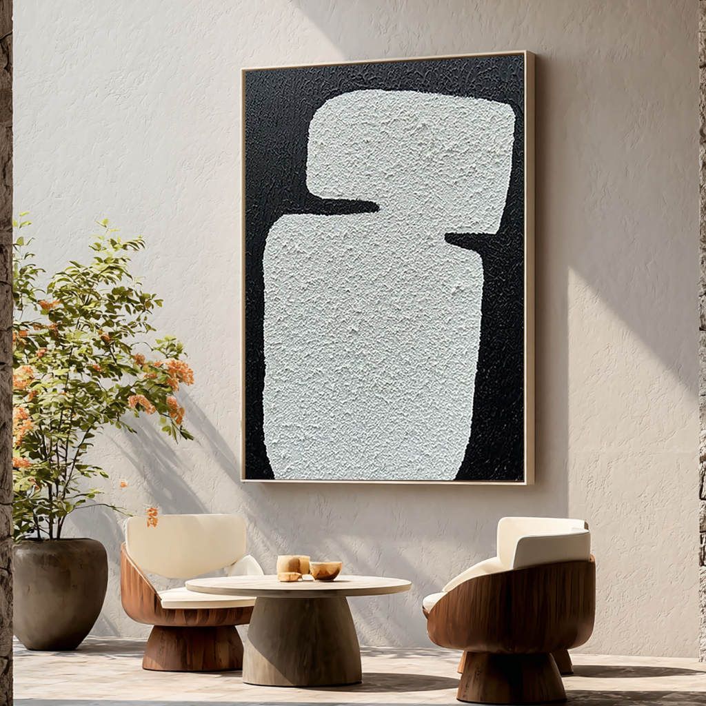 Monolith Ridge – 3D Heavy Texture Plaster Relief Minimalist Painting | Japandi Wabi-Sabi Living Room & Bedroom Art