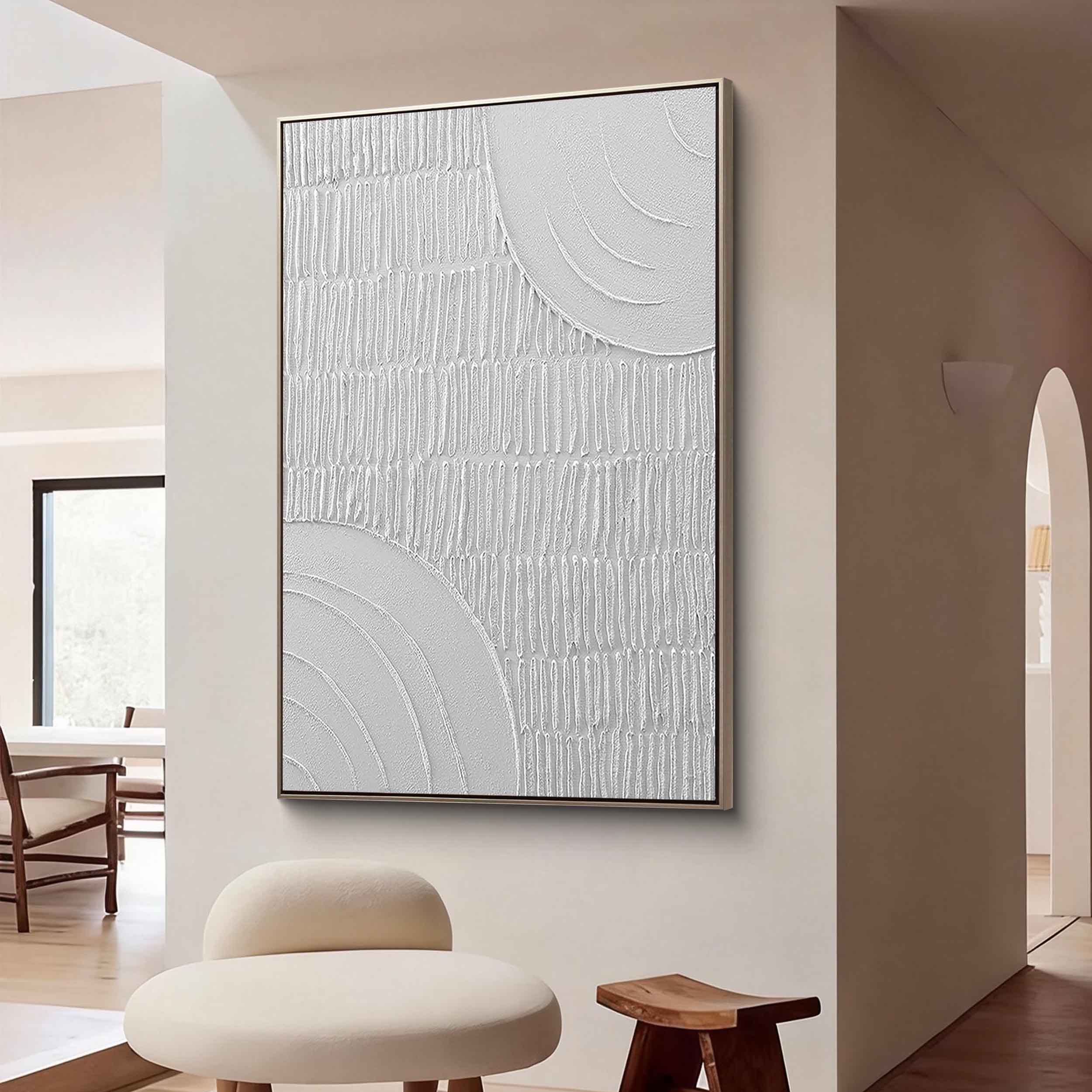 Silent Matrix – Modern Minimalist Geometric Relief Texture Painting | Modern Minimalist Bedroom & Home Office Art